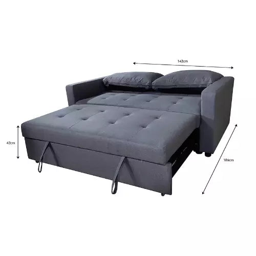 Fabric 2 Seater Double Sleep Grey, Brown & Lime Omari Modern Stylish (SOFA BED)