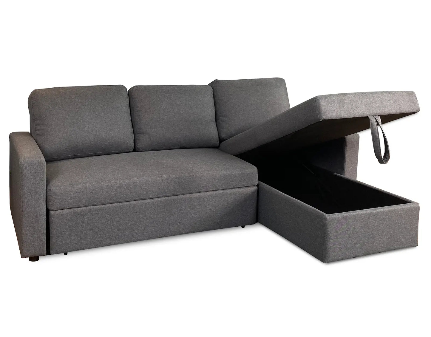 Reegan L Shaped Corner Sofa Bed in Grey, with Hidden Storage & Reversible Chaise