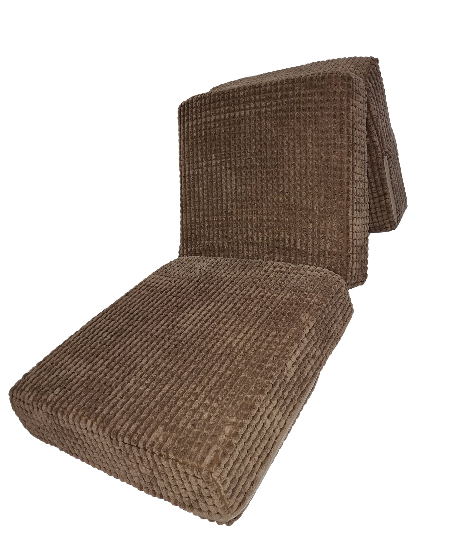 Tri-Folding Futon Mattress with Soft Jumbo Cord Cover and Matching Cushion