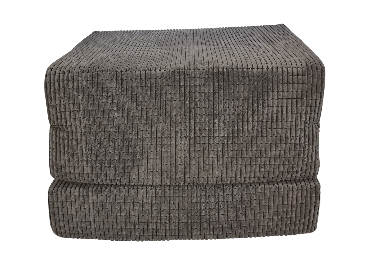 Tri-Folding Futon Mattress with Soft Jumbo Cord Cover and Matching Cushion