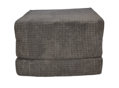 Tri-Folding Futon Mattress with Soft Jumbo Cord Cover and Matching Cushion