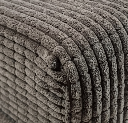 Tri-Folding Futon Mattress with Soft Jumbo Cord Cover and Matching Cushion