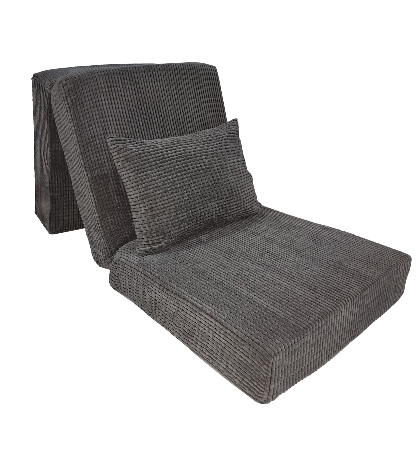 Tri-Folding Futon Mattress with Soft Jumbo Cord Cover and Matching Cushion