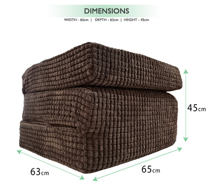 Tri-Folding Futon Mattress with Soft Jumbo Cord Cover and Matching Cushion