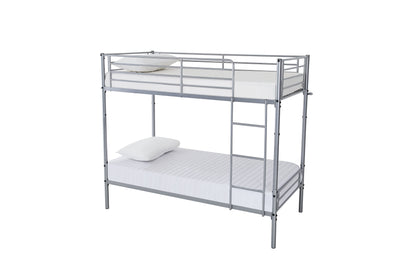 Lynton Metal Bunk Bed with Mesh Base | Split into 2 Singles | Silver Frame 3FT