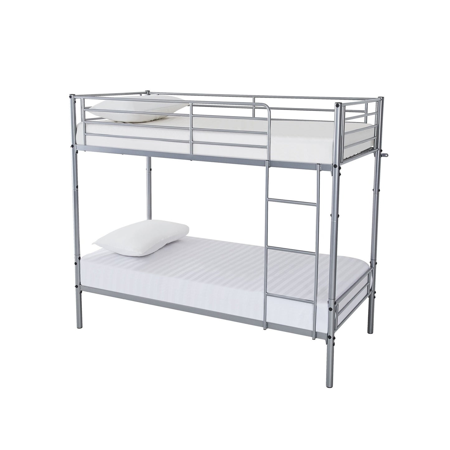 Lynton Silver Metal 3ft Bunk Bed with Mesh Base and Guardrail, Splits into 2 Singles