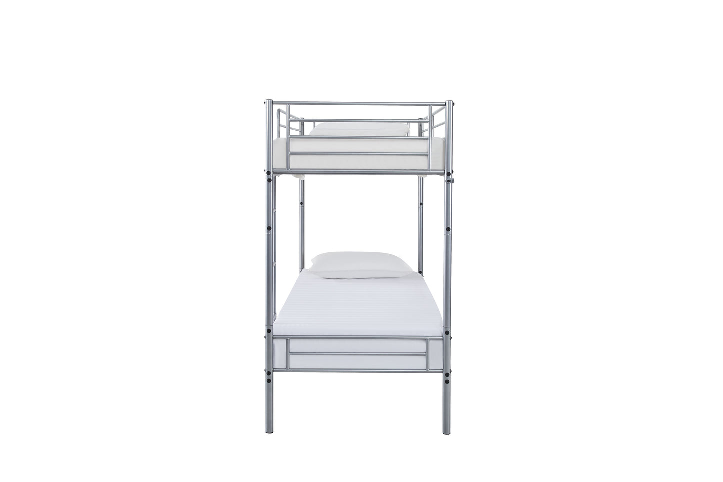 Lynton Metal Bunk Bed with Mesh Base | Split into 2 Singles | Silver Frame 3FT