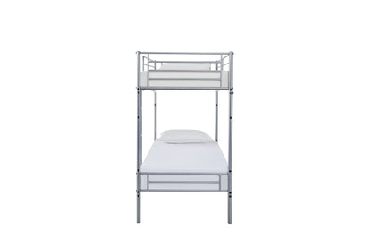 Lynton Metal Bunk Bed with Mesh Base | Split into 2 Singles | Silver Frame 3FT