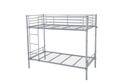 Lynton Metal Bunk Bed with Mesh Base | Split into 2 Singles | Silver Frame 3FT