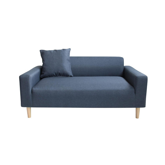 Compact Grey 2-Seater Sofa – Foldable Delivery, Wooden Legs & Linen-Style Fabric