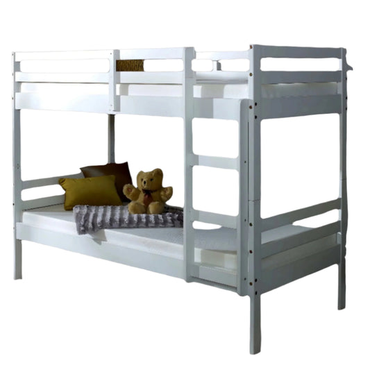 Durham White Wooden Bunk Bed – Splits into Two Singles | Space-Saving, Safe & Stylish for Kids’ Rooms