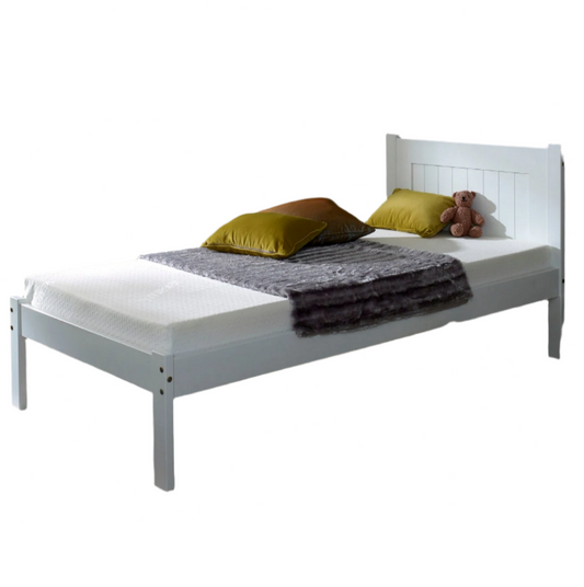 Clifton White Wooden Bed Frame – Classic Slatted Design | Solid Wood Support & Multiple Sizes