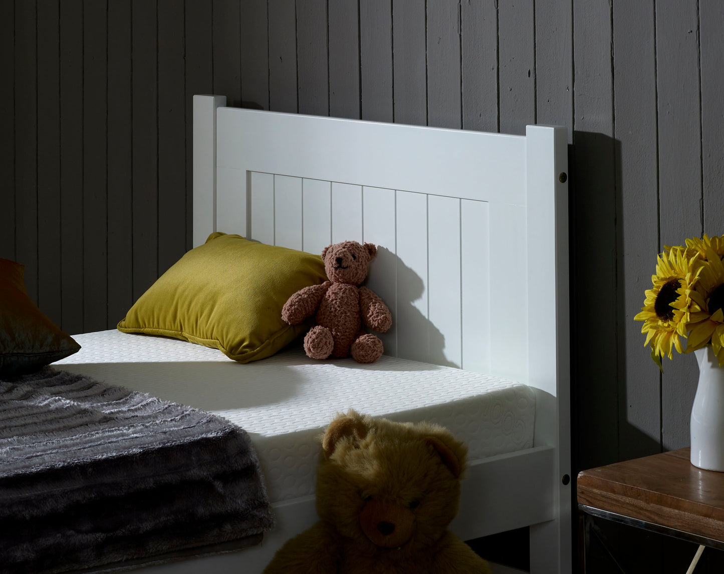 Clifton White Wooden Bed Frame – Classic Slatted Design | Solid Wood Support & Multiple Sizes