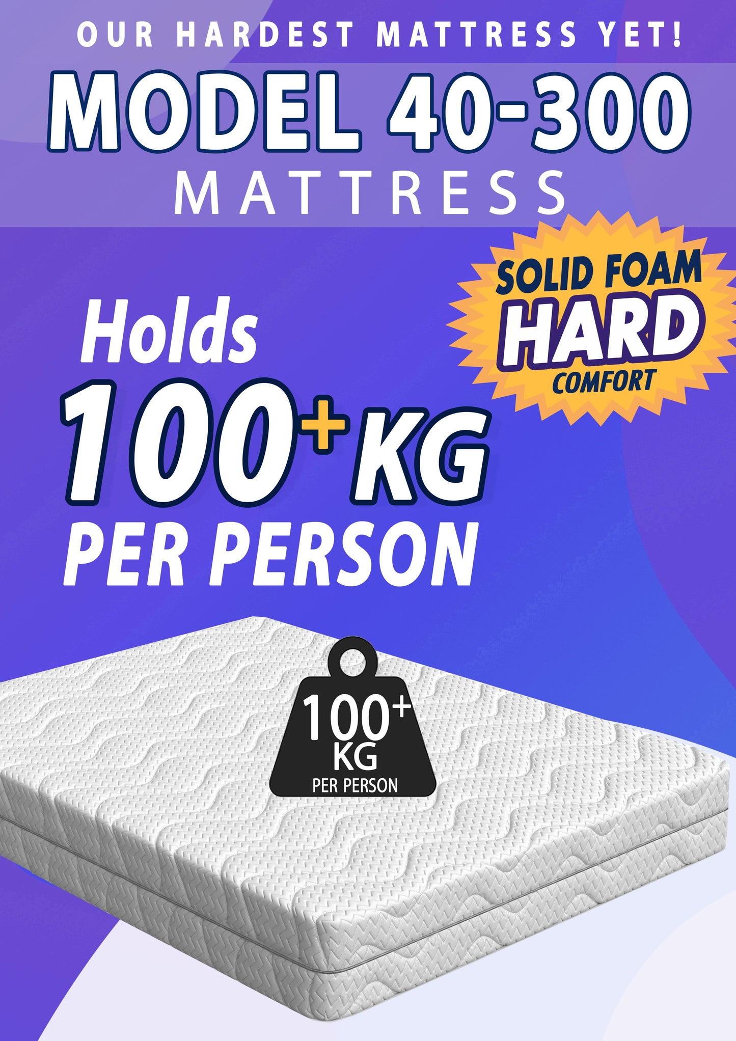 Super Firm V40-300 Foam Mattress - UK Made Reversible Comfort Mattress