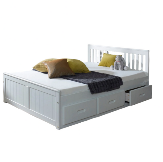 4'0 Mission Storage Bed in White - Small Double