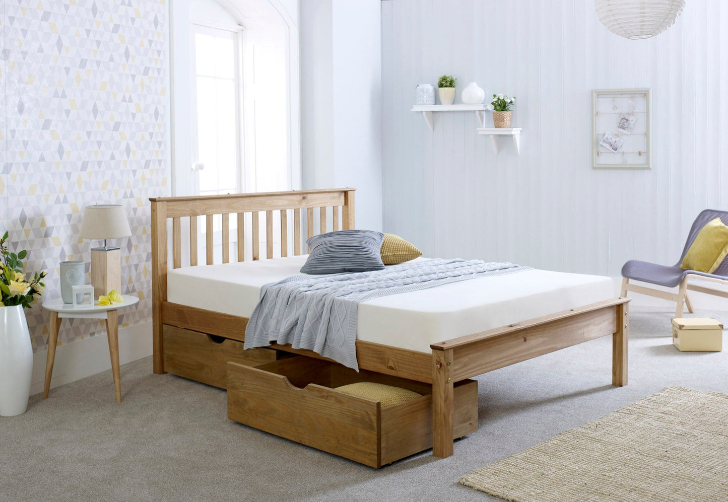 Chester Pine Wooden Bed Frame – Single, Small Double, Double & King Sizes | Optional Storage Drawers