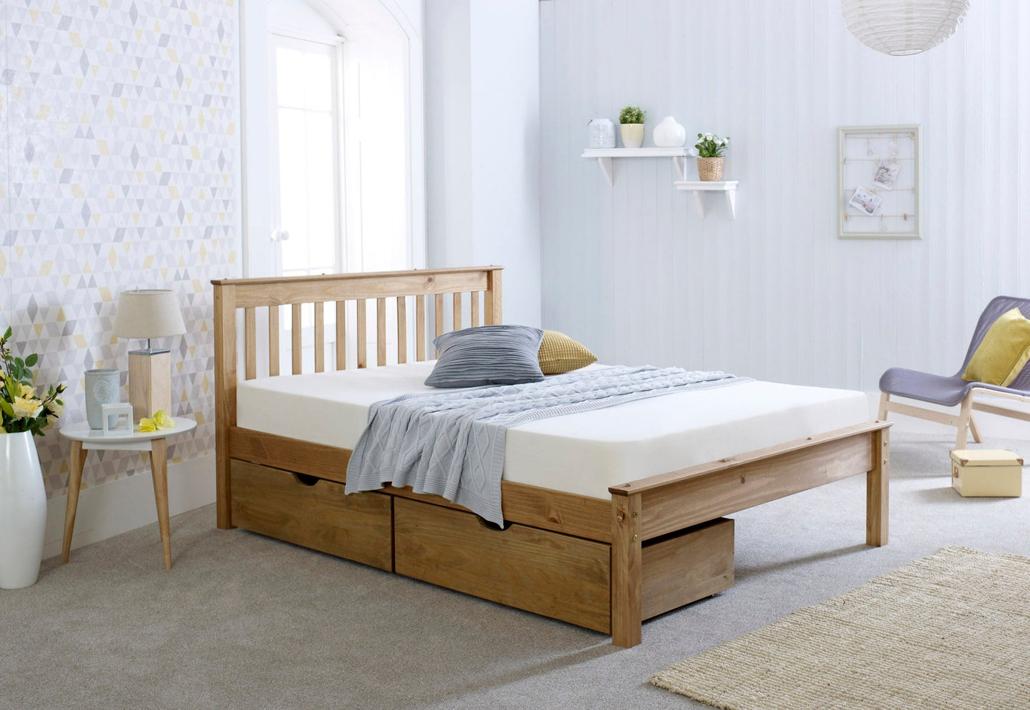 Chester Pine Wooden Bed Frame – Single, Small Double, Double & King Sizes | Optional Storage Drawers