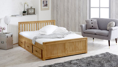 4'0 Mission Waxed Pine Wooden Storage Bed