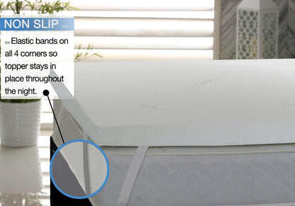 Memory Foam Mattress Topper with Cover, 3 inch