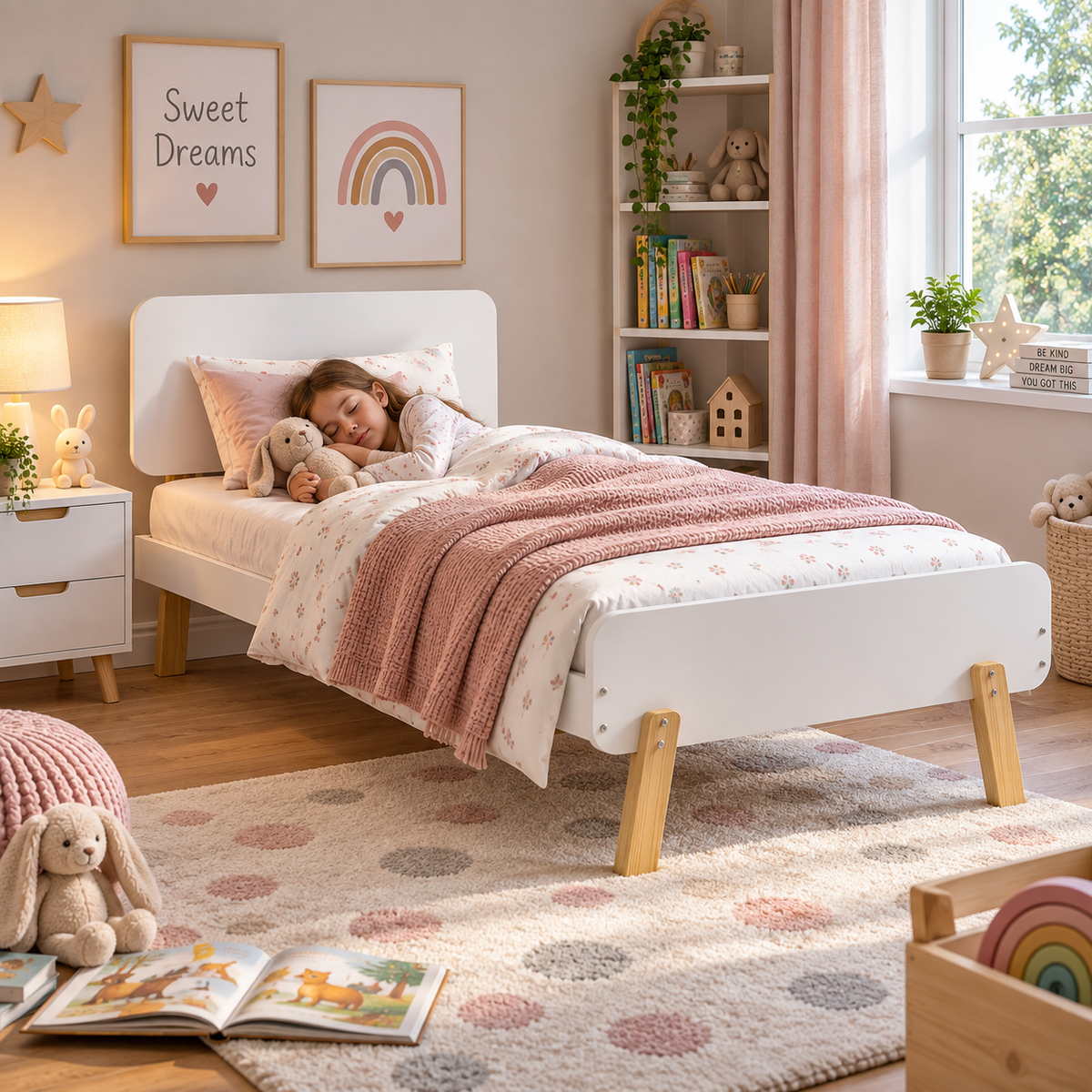 3ft Atlantic Single Bed White Wooden Bed Frame for Kids, Teenagers, Guest Rooms & Bedrooms