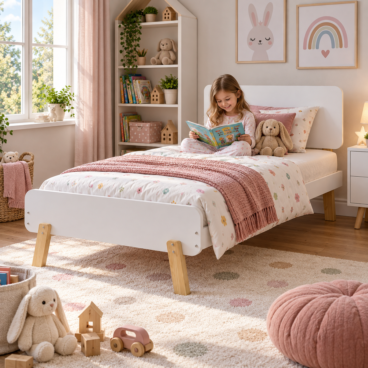 3ft Atlantic Single Bed White Wooden Bed Frame for Kids, Teenagers, Guest Rooms & Bedrooms