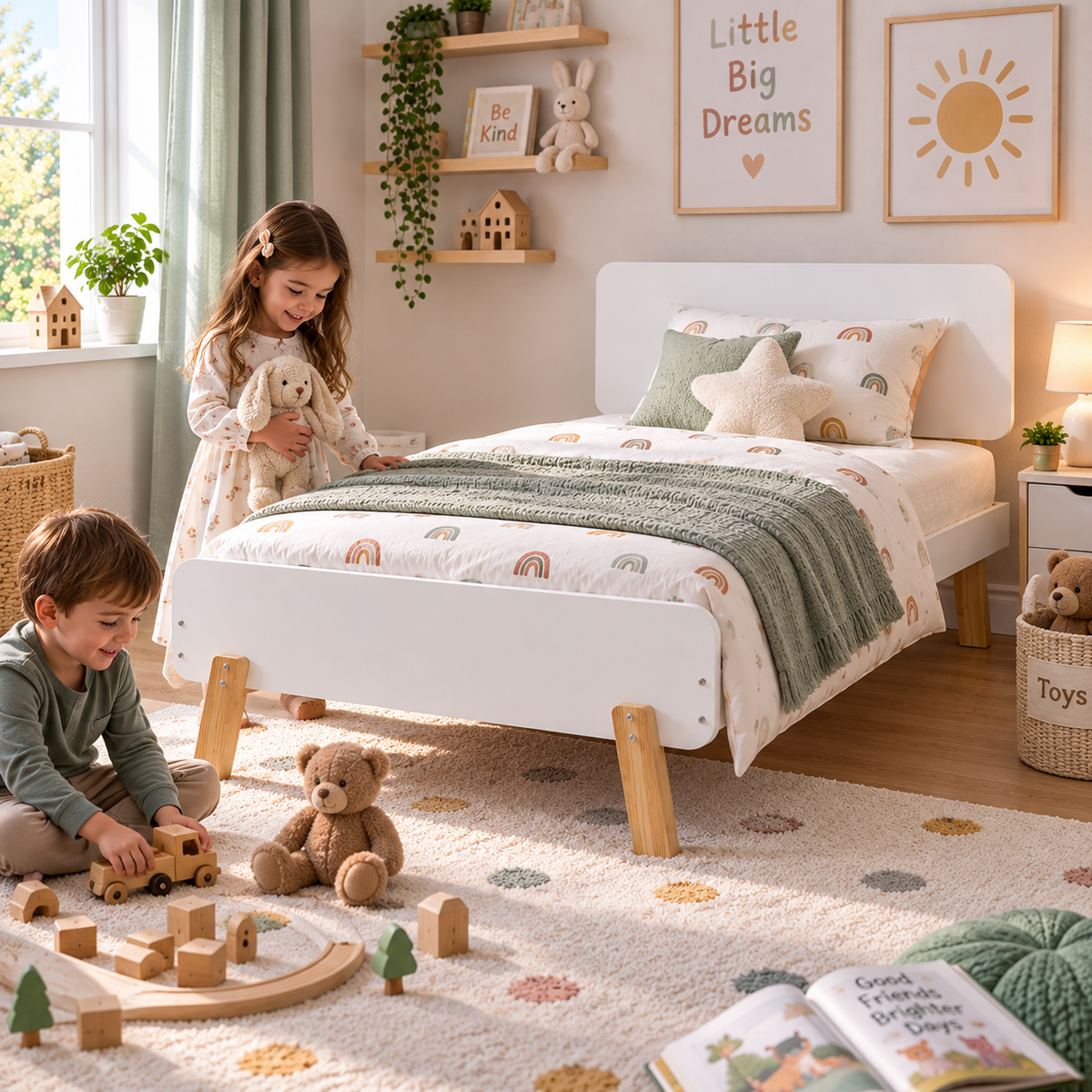 3ft Atlantic Single Bed White Wooden Bed Frame for Kids, Teenagers, Guest Rooms & Bedrooms