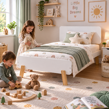 3ft Atlantic Single Bed White Wooden Bed Frame for Kids, Teenagers, Guest Rooms & Bedrooms