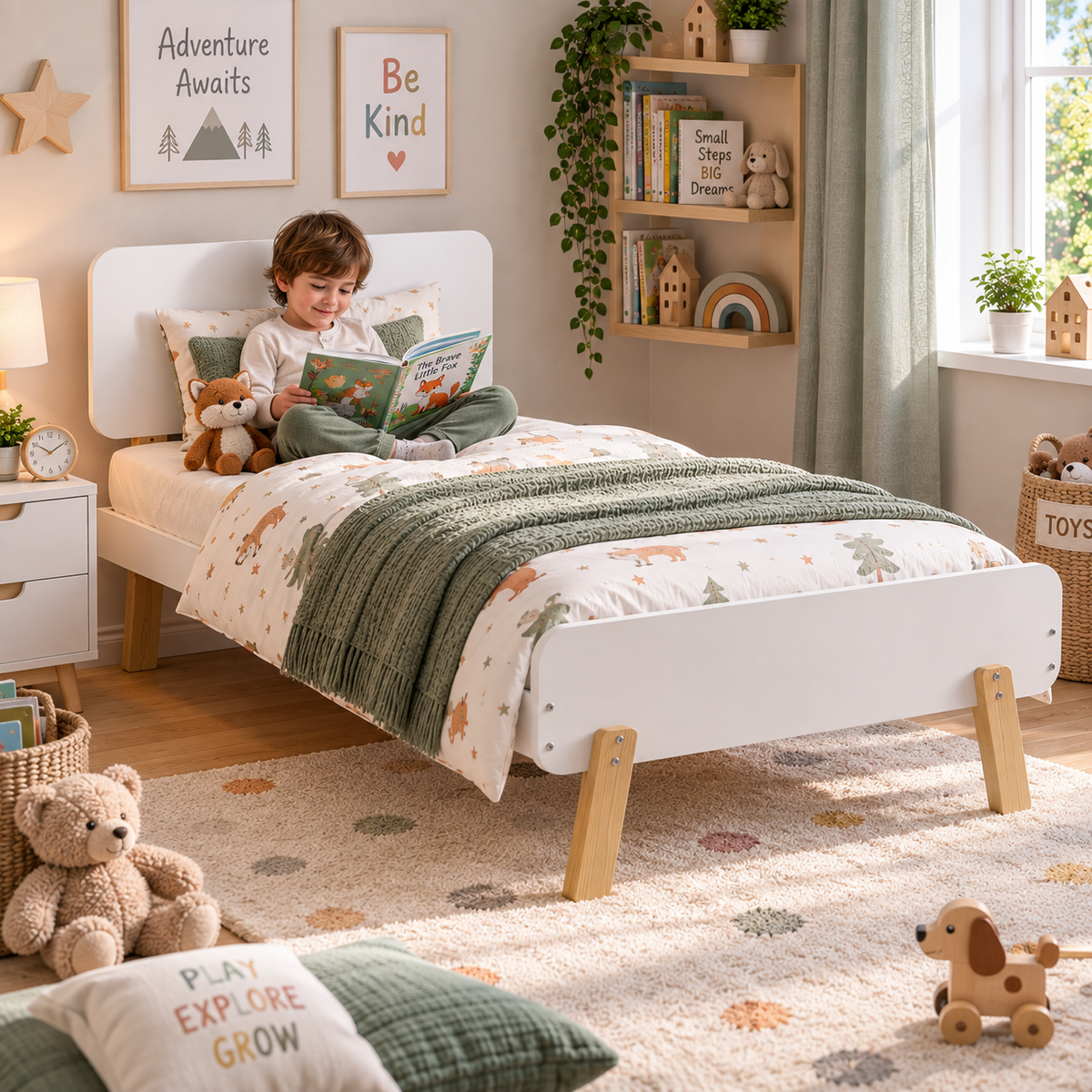 3ft Atlantic Single Bed White Wooden Bed Frame for Kids, Teenagers, Guest Rooms & Bedrooms