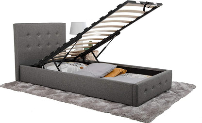 Bath Ottoman Gas Lift Fabric Storage Bed (Various Sizes)