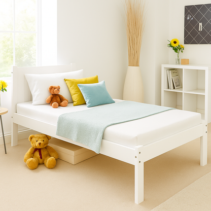 Clifton White Wooden Bed Frame – Classic Slatted Design | Solid Wood Support & Multiple Sizes