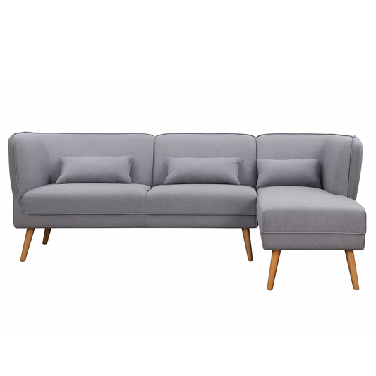 Cove 3-Seater Right-Hand Corner Sofa – Linen-Feel Fabric, High Arms & Wooden Legs