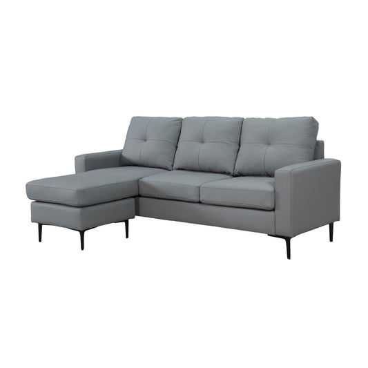 Elm PU Air Leather Corner Sofa with Movable Footstool – Modern L-Shape Comfort