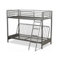 Filton Dark Grey Metal Futon Bunk Bed Single Top and Double Futon Base with Ladder