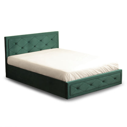 Frome Ottoman Storage Bed, Velvet Upholstered Gas Lift, Grey or Jade, Small Double, Double and King