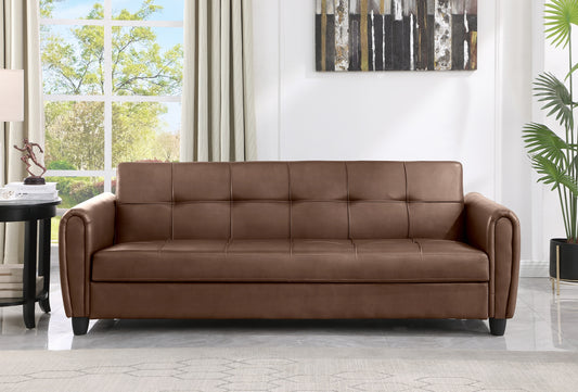 Zinc 3 Seater PU Leather Sofa Bed with Storage – Grey, Black & Brown