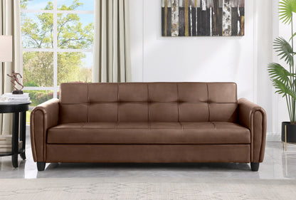 Zinc 3 Seater PU Leather Sofa Bed with Storage – Grey, Black & Brown