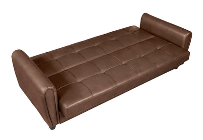 Zinc 3 Seater PU Leather Sofa Bed with Storage – Grey, Black & Brown