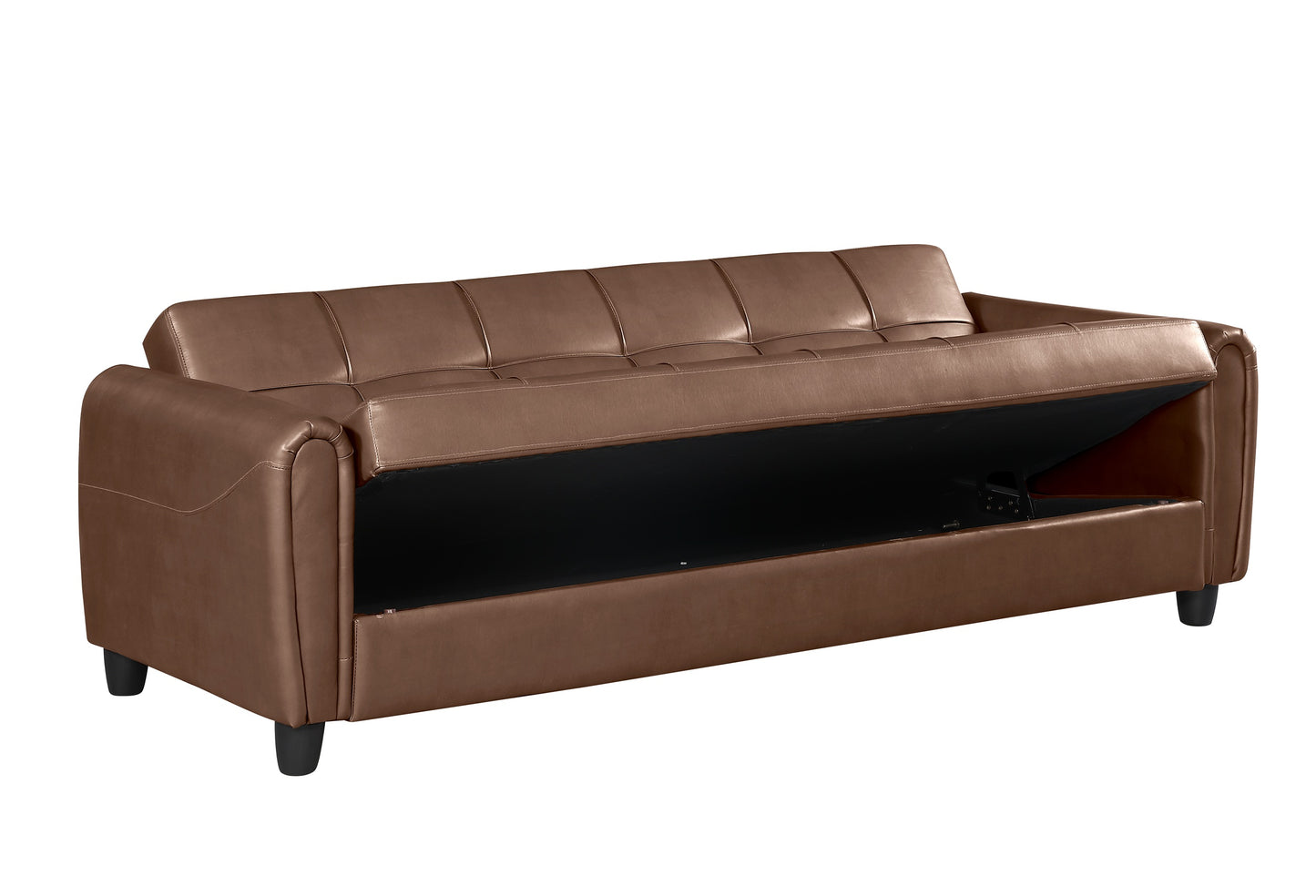 Zinc 3 Seater PU Leather Sofa Bed with Storage – Grey, Black & Brown