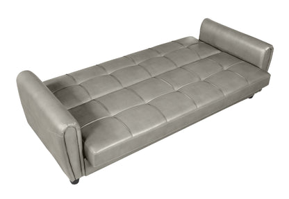 Zinc 3 Seater PU Leather Sofa Bed with Storage – Grey, Black & Brown