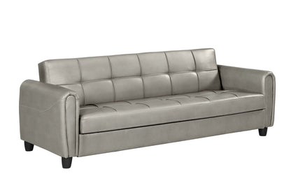 Zinc 3 Seater PU Leather Sofa Bed with Storage – Grey, Black & Brown