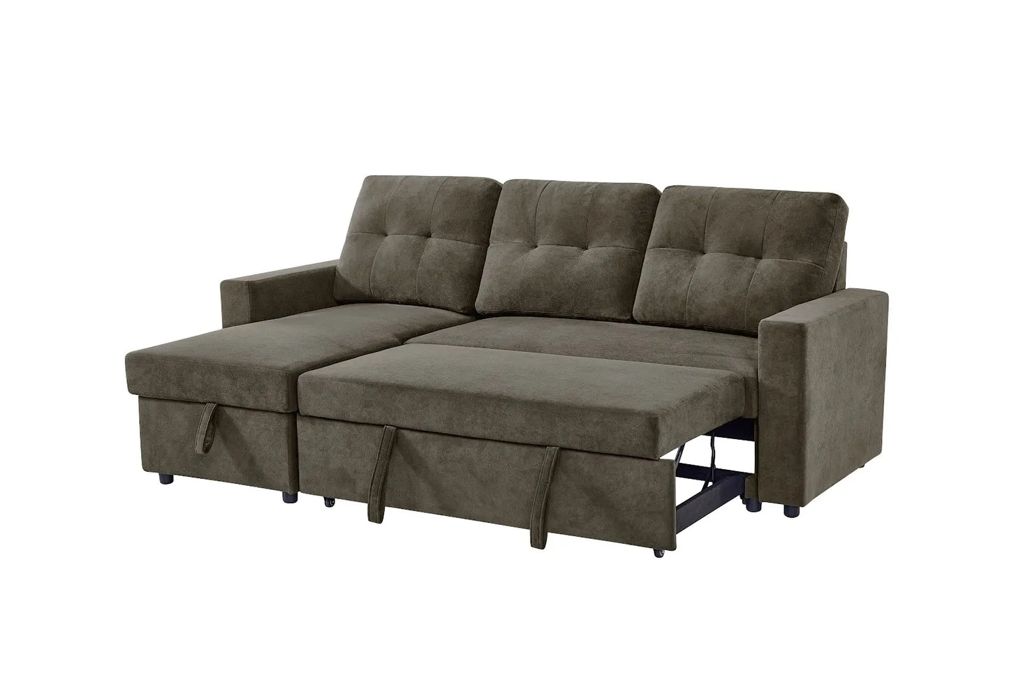 Reegan L-Shaped Corner Sofa Bed with Hidden Storage & Reversible Chaise – Grey or Brown