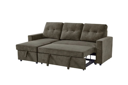 Reegan L-Shaped Corner Sofa Bed with Hidden Storage & Reversible Chaise – Grey or Brown