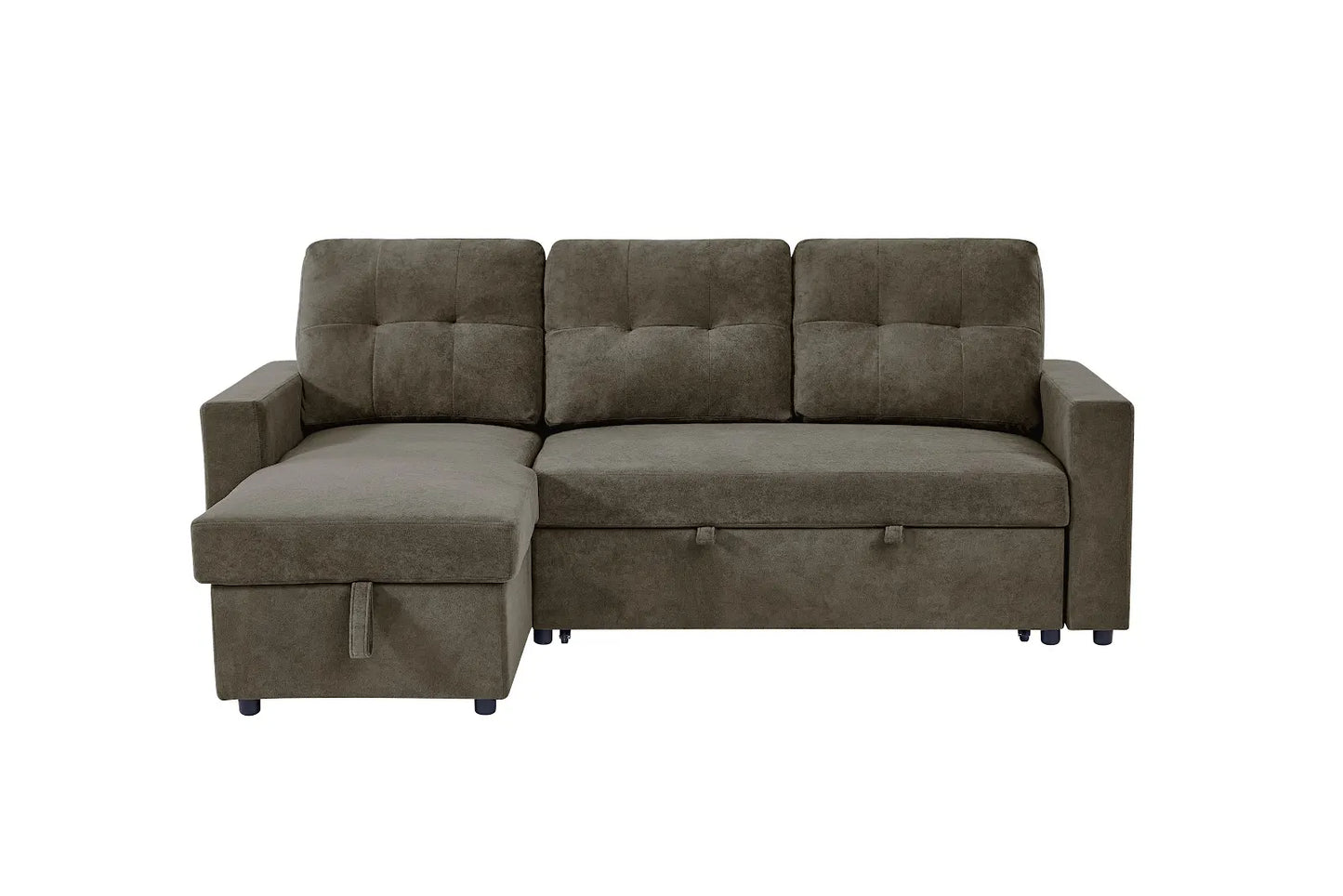 Reegan L-Shaped Corner Sofa Bed with Hidden Storage & Reversible Chaise – Grey or Brown