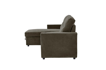 Reegan L-Shaped Corner Sofa Bed with Hidden Storage & Reversible Chaise – Grey or Brown