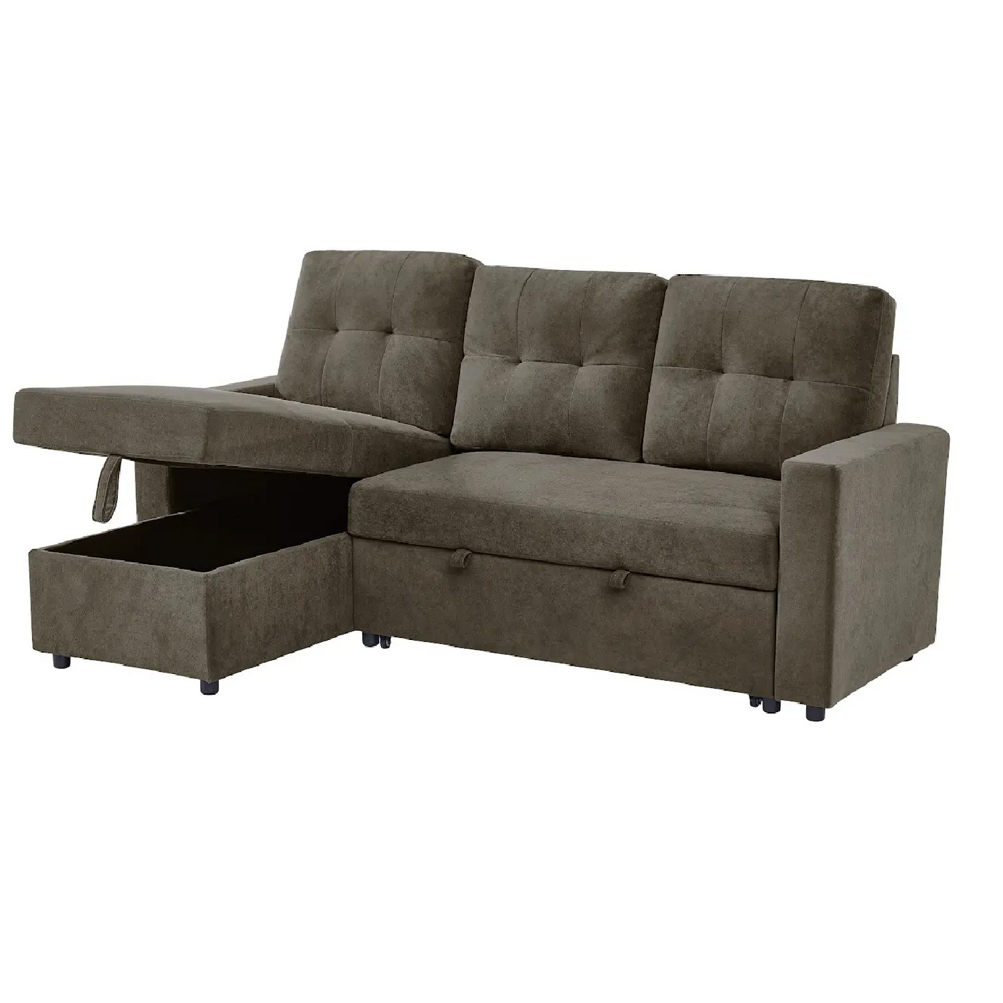 Reegan L-Shaped Corner Sofa Bed with Hidden Storage & Reversible Chaise – Grey or Brown