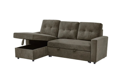 Reegan L-Shaped Corner Sofa Bed with Hidden Storage & Reversible Chaise – Grey or Brown