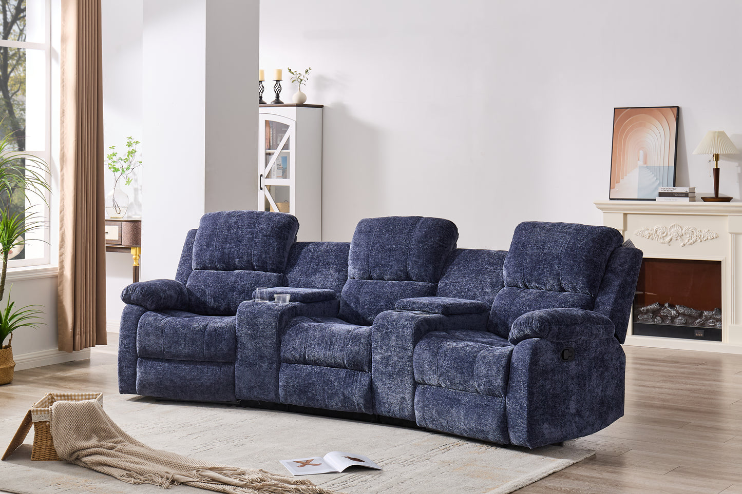 Nova 3-Seater Recliner Sofa – Manual Recliners | USB Ports | Cupholders | Hidden Storage