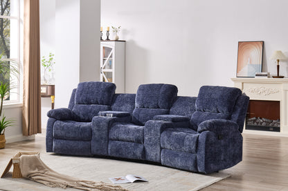 Nova 3-Seater Recliner Sofa – Manual Recliners | USB Ports | Cupholders | Hidden Storage