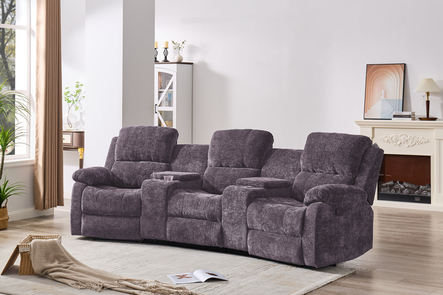 Nova 3-Seater Recliner Sofa – Manual Recliners | USB Ports | Cupholders | Hidden Storage