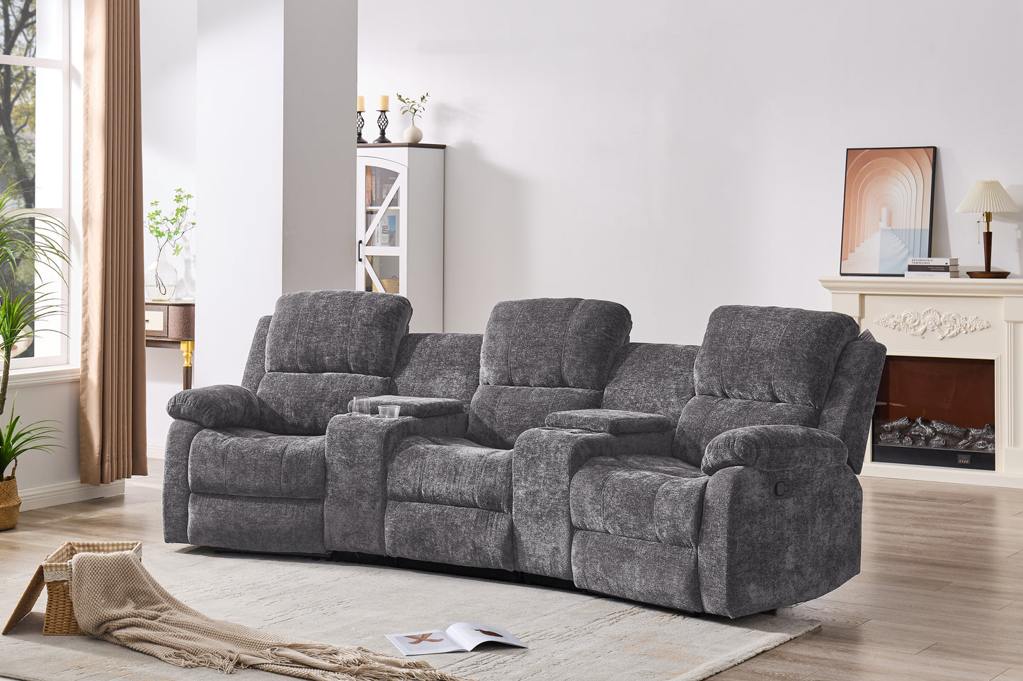 Nova 3-Seater Recliner Sofa – Manual Recliners | USB Ports | Cupholders | Hidden Storage